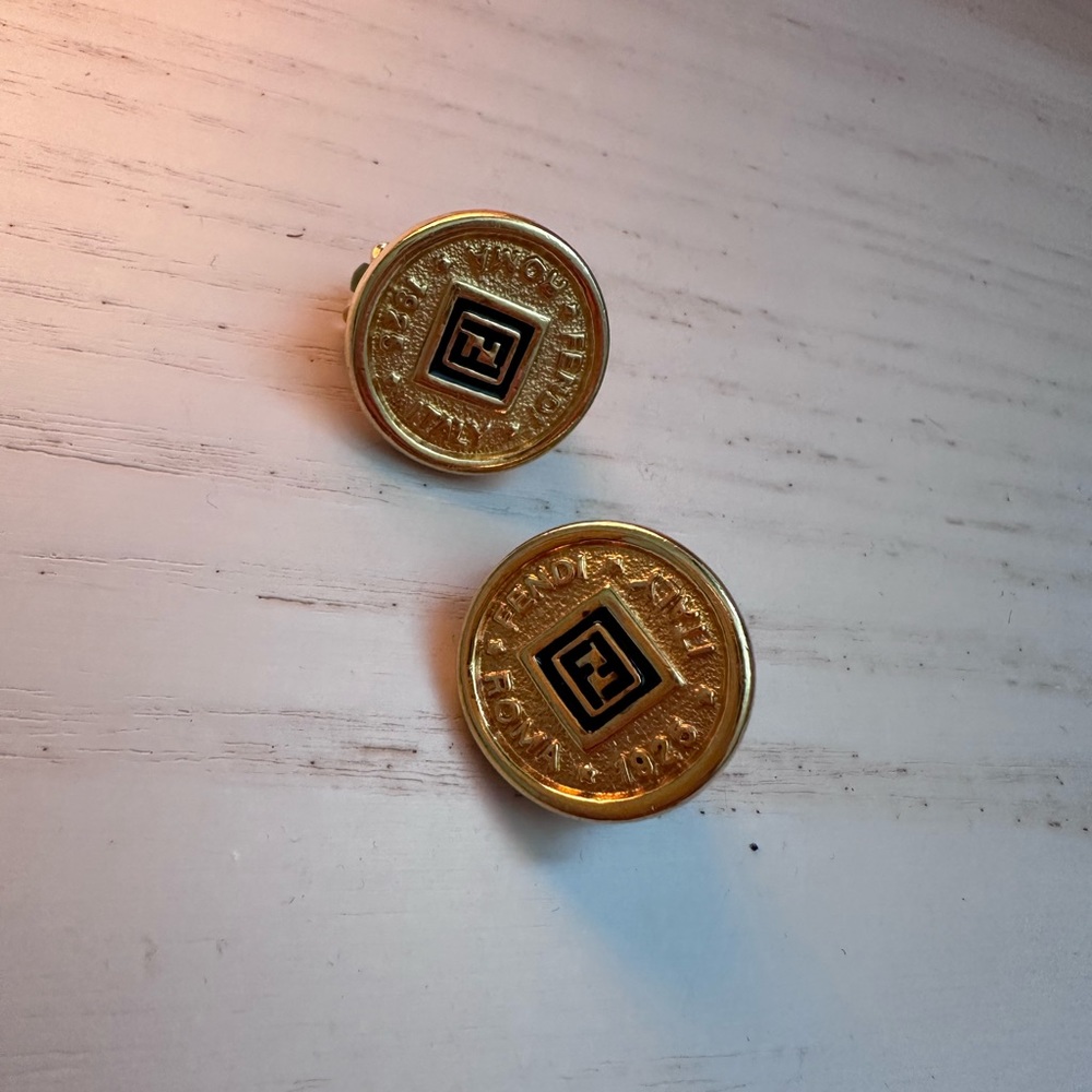 Fendi vintage gold clip on earrings